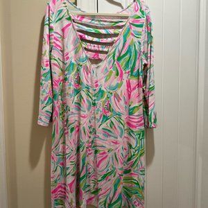 Lilly Pulitzer Pink Green White Tropical Print Tunic Dress